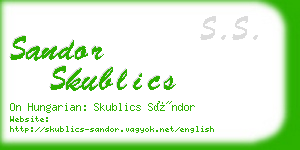 sandor skublics business card
